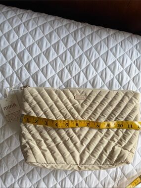 mine Quilted Cream Chevron Cosmetic Pouch